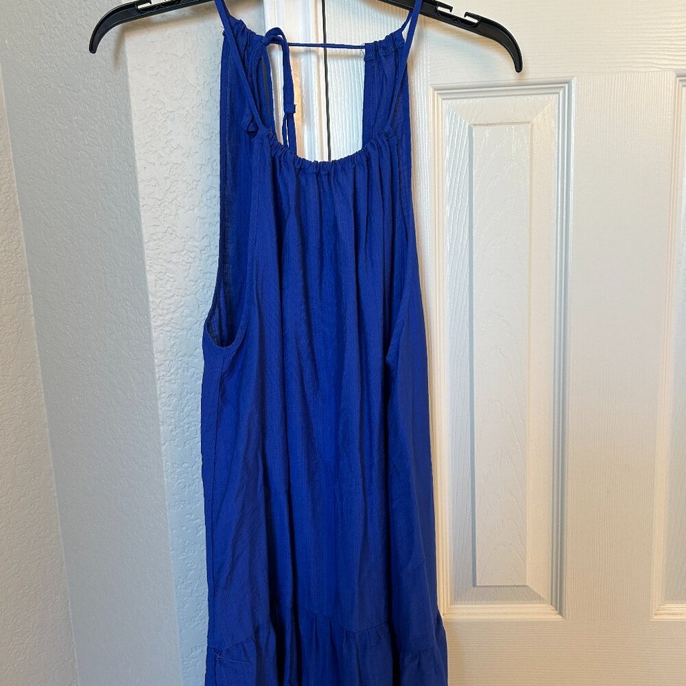 Aolro Halter Style Swim Suit Cover Up Dress - Blue - Large